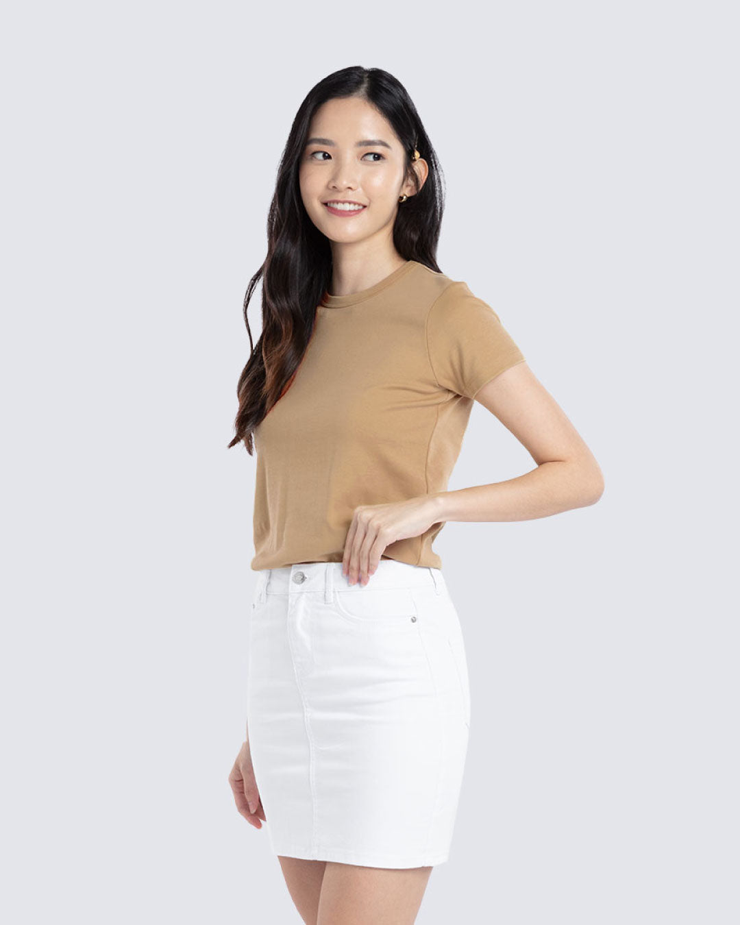 Women Premium Weight Cotton Crew Neck Tee (Essential)