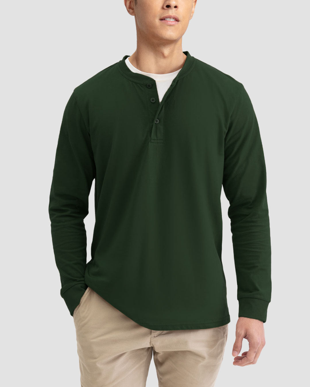 Men Long Sleeve Henley Tee