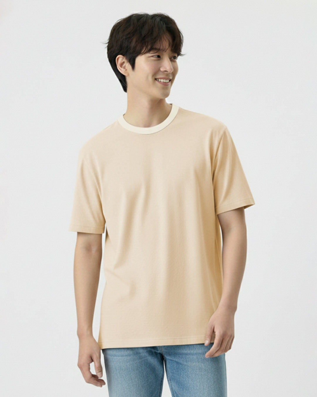 Men Duotone Ribbed Collar Tee
