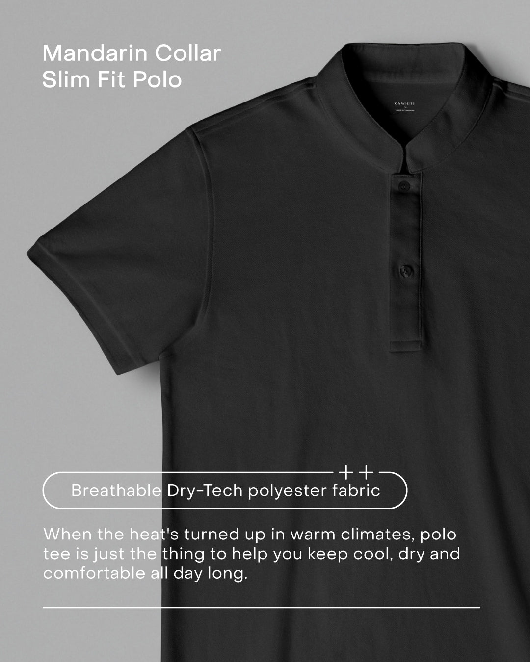 Men Mandarin Collar Slim Fit Polo Tee