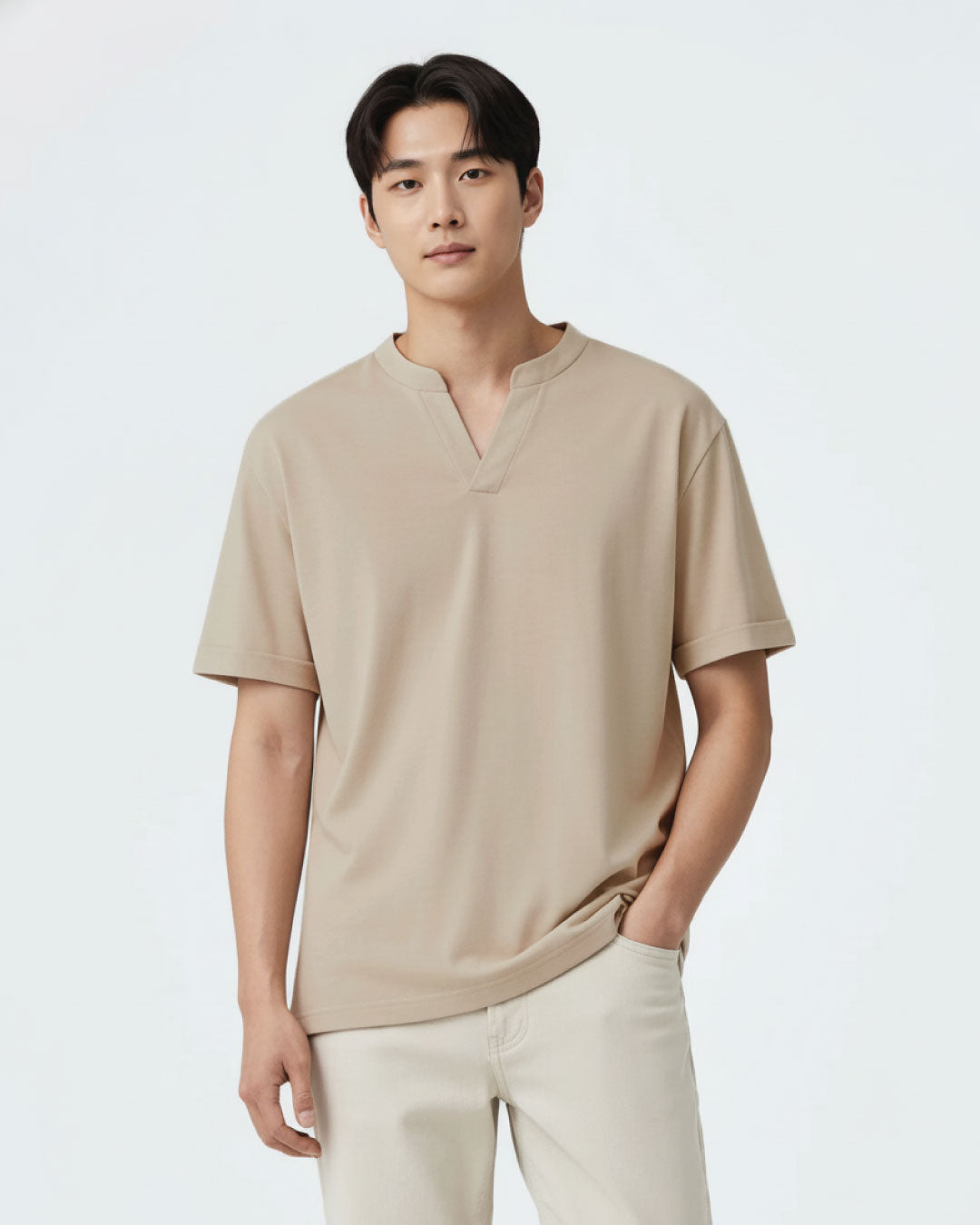 Men Mandarin Collar Tee