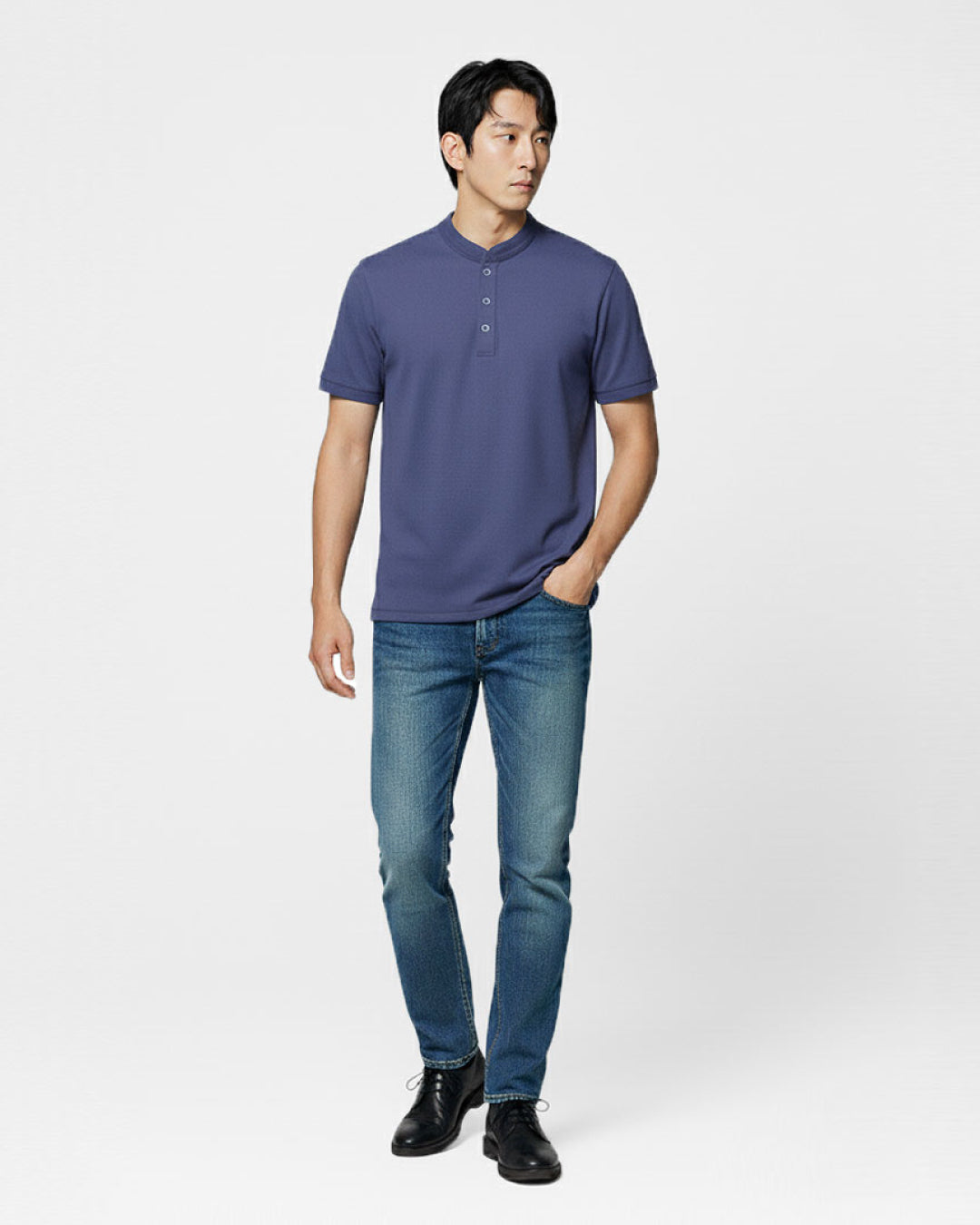 Men Sleek Fit Mandarin Collar Tee