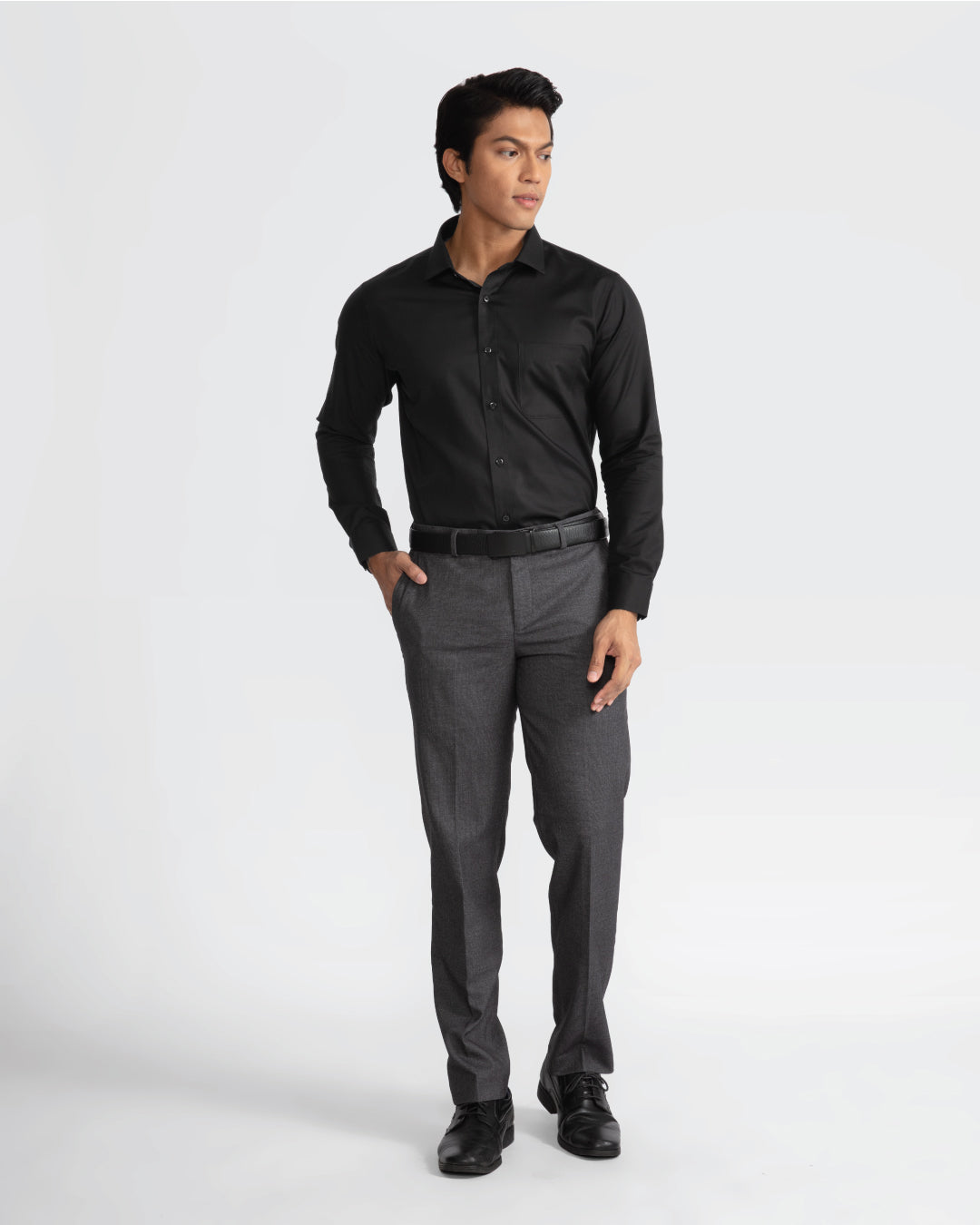 Men Slim Fit Long Sleeve Formal Pocket Shirt