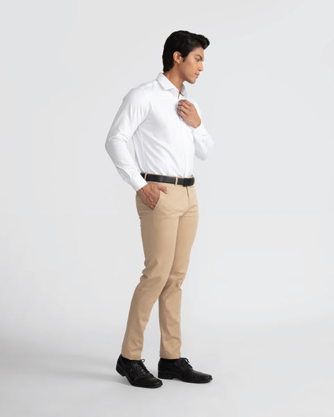 White Long Sleeve Slim Fit Formal Shirt, Men