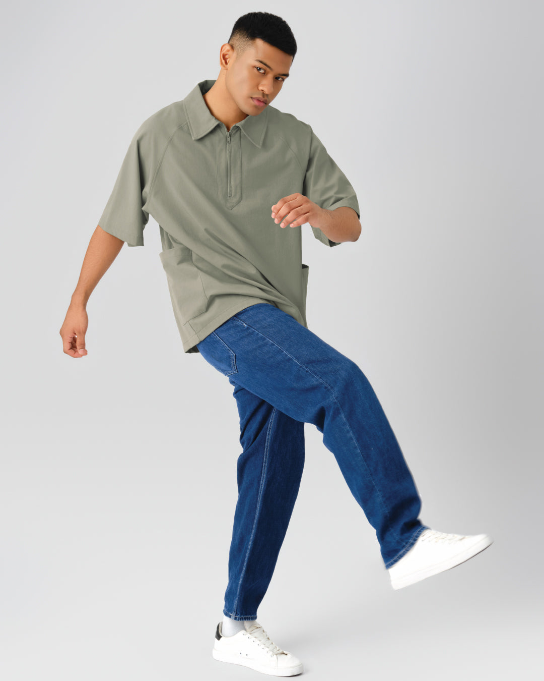 Men Oversized Nylon Polo Tee