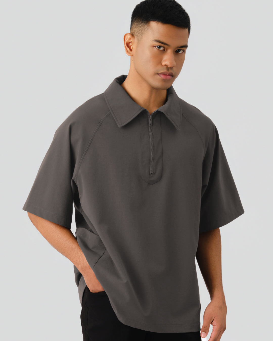 Men Oversized Nylon Polo Tee