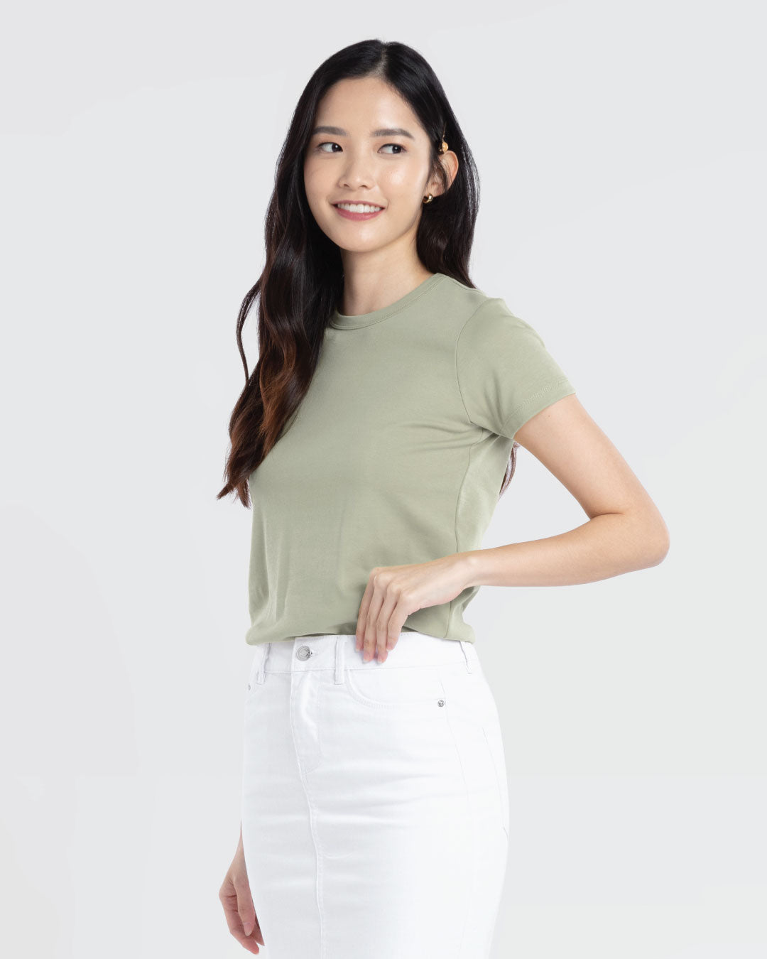 Women Premium Weight Cotton Crew Neck Tee (New Colour)