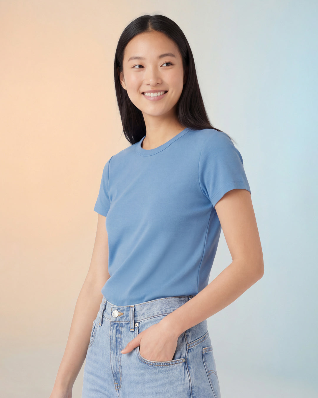 Women Premium Weight Cotton Crew Neck Tee (New Colour)