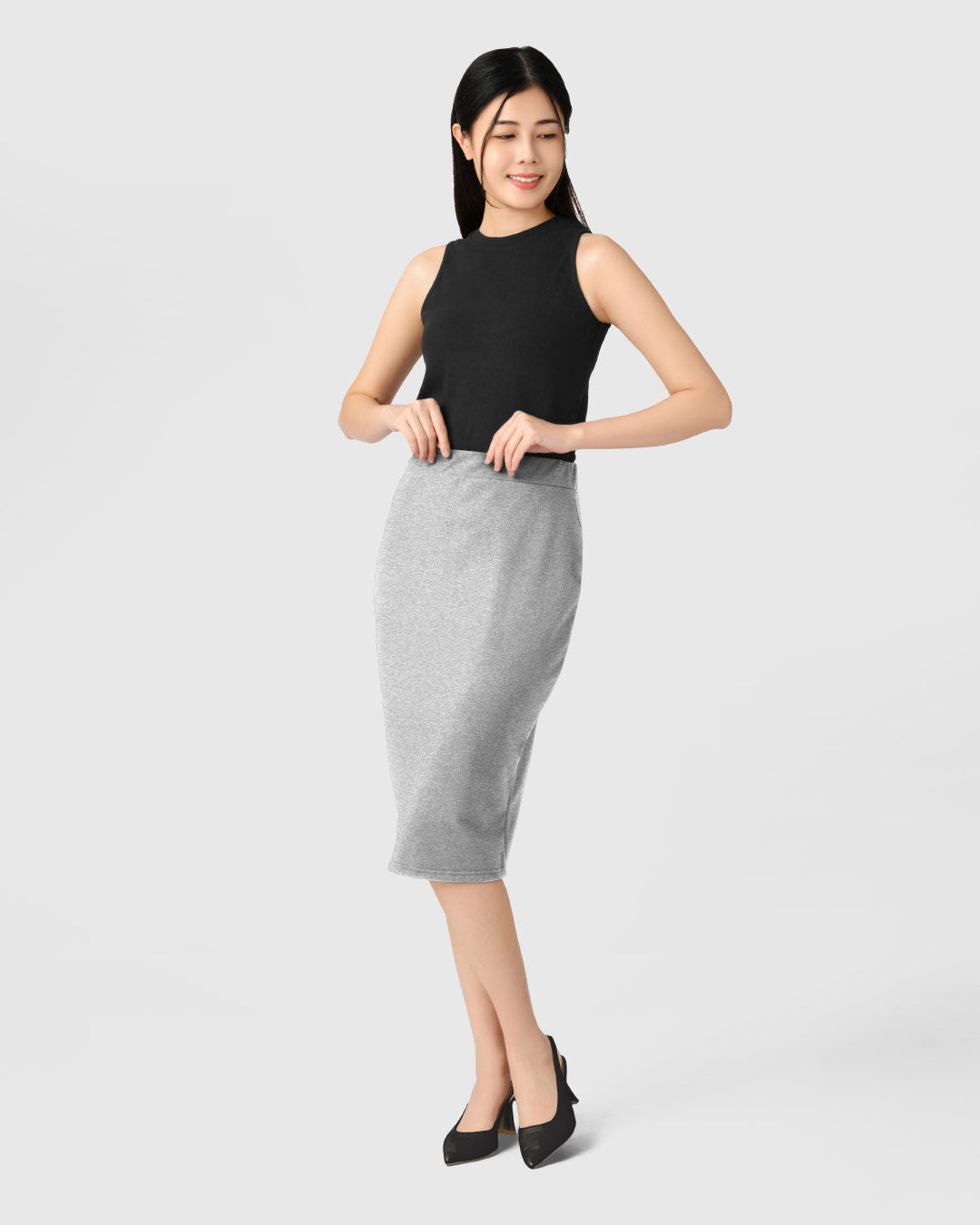 Women Terry Pencil Midi Skirt