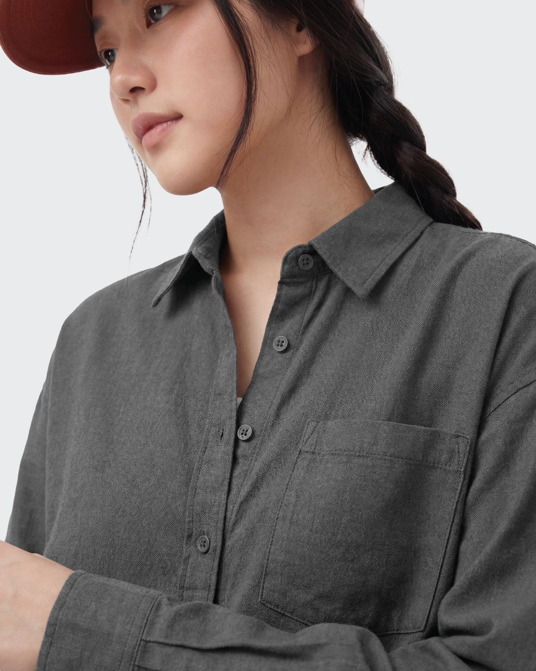Women Long Sleeve Oxford Oversized Shirt
