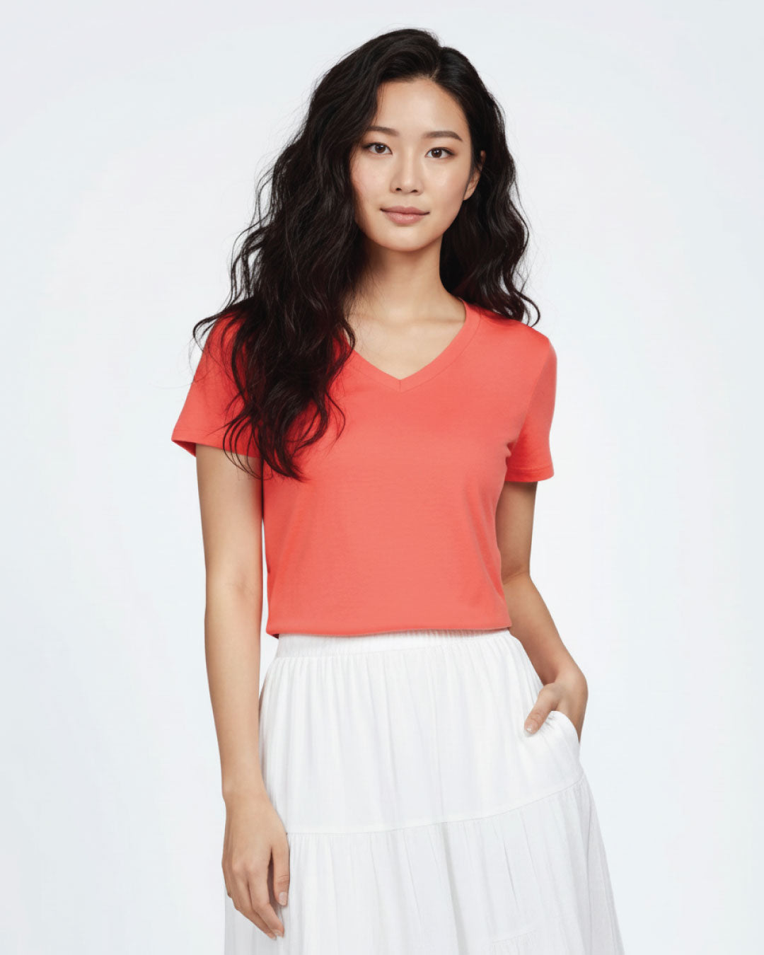 Women Premium Cotton V-Neck Tee