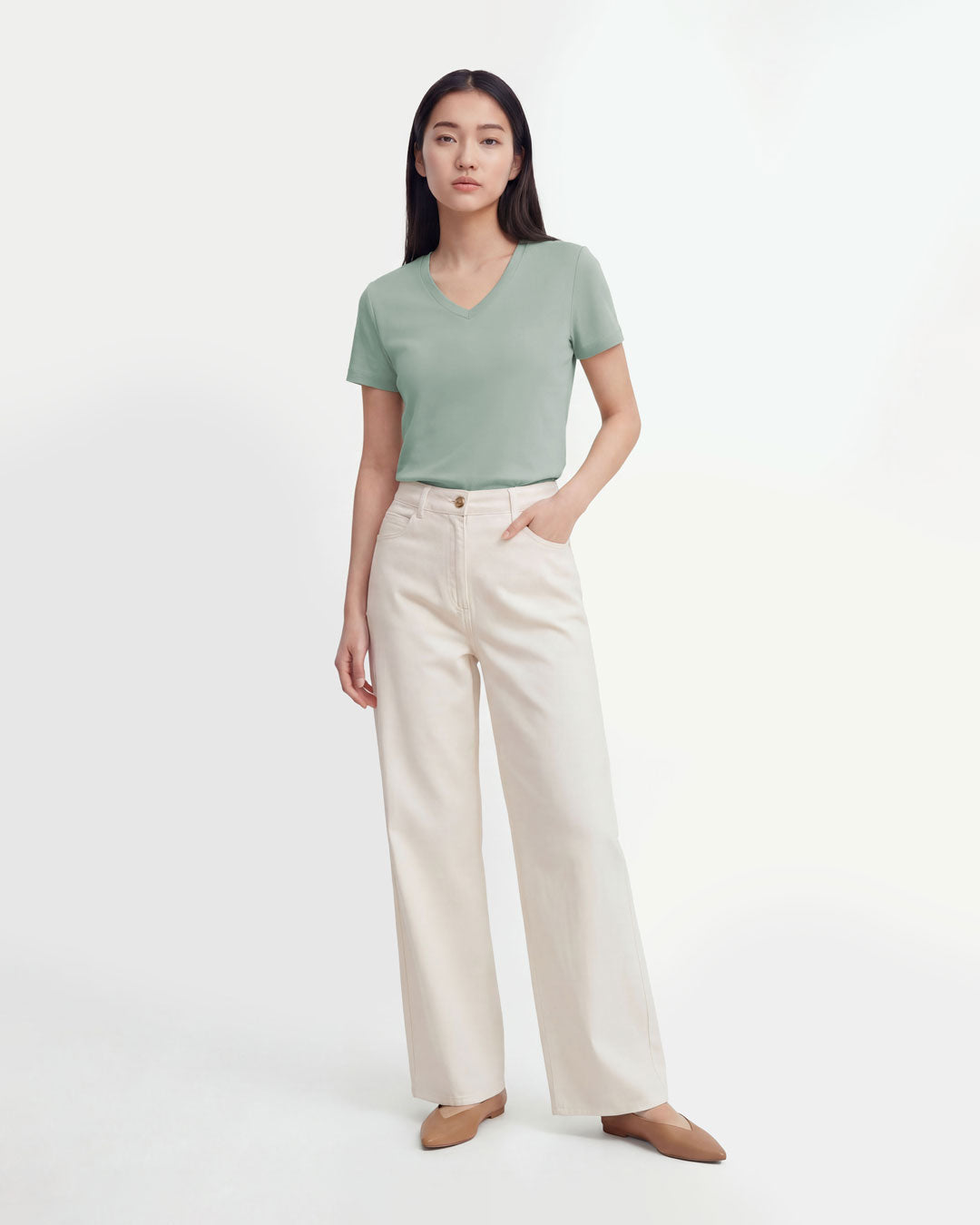 Women Premium Cotton V-Neck Tee