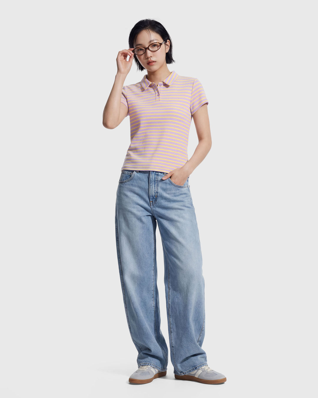 Women Stripe Polo Tee