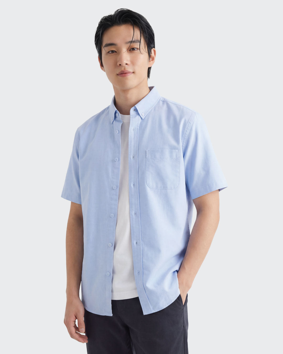 Men Short Sleeve Oxford Shirt