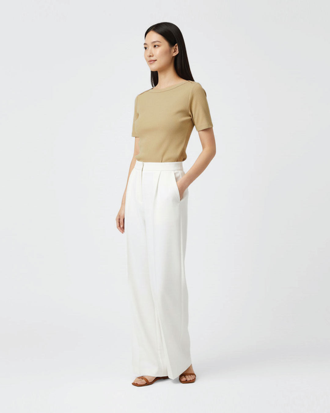 Women Boat Neck Ribbed Top