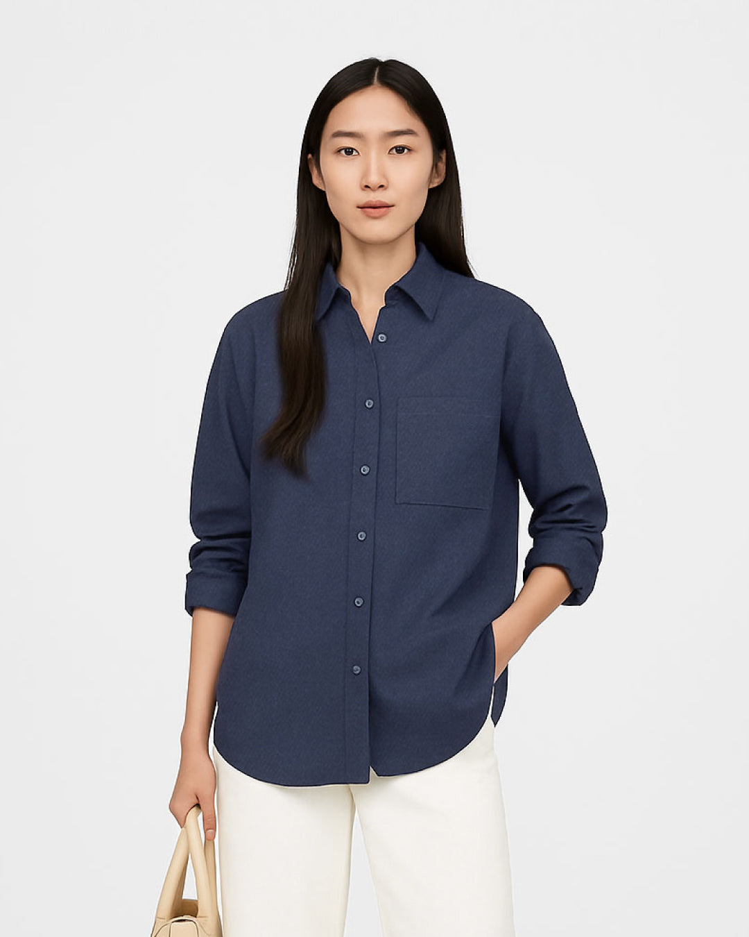 Women Long Sleeve Oxford Oversized Shirt