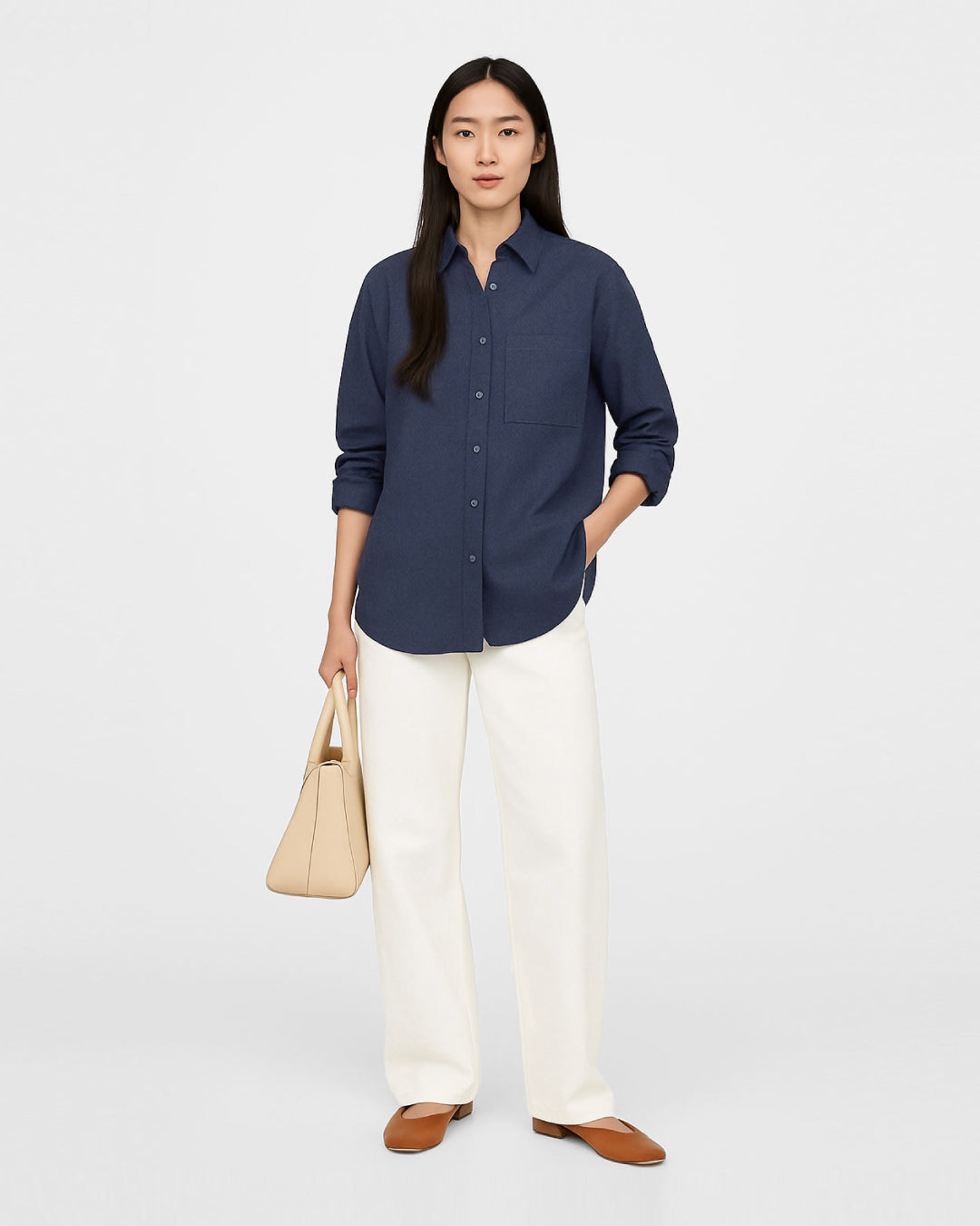 Women Long Sleeve Oxford Oversized Shirt