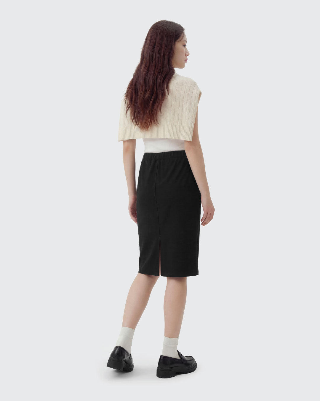 Women Terry Pencil Midi Skirt