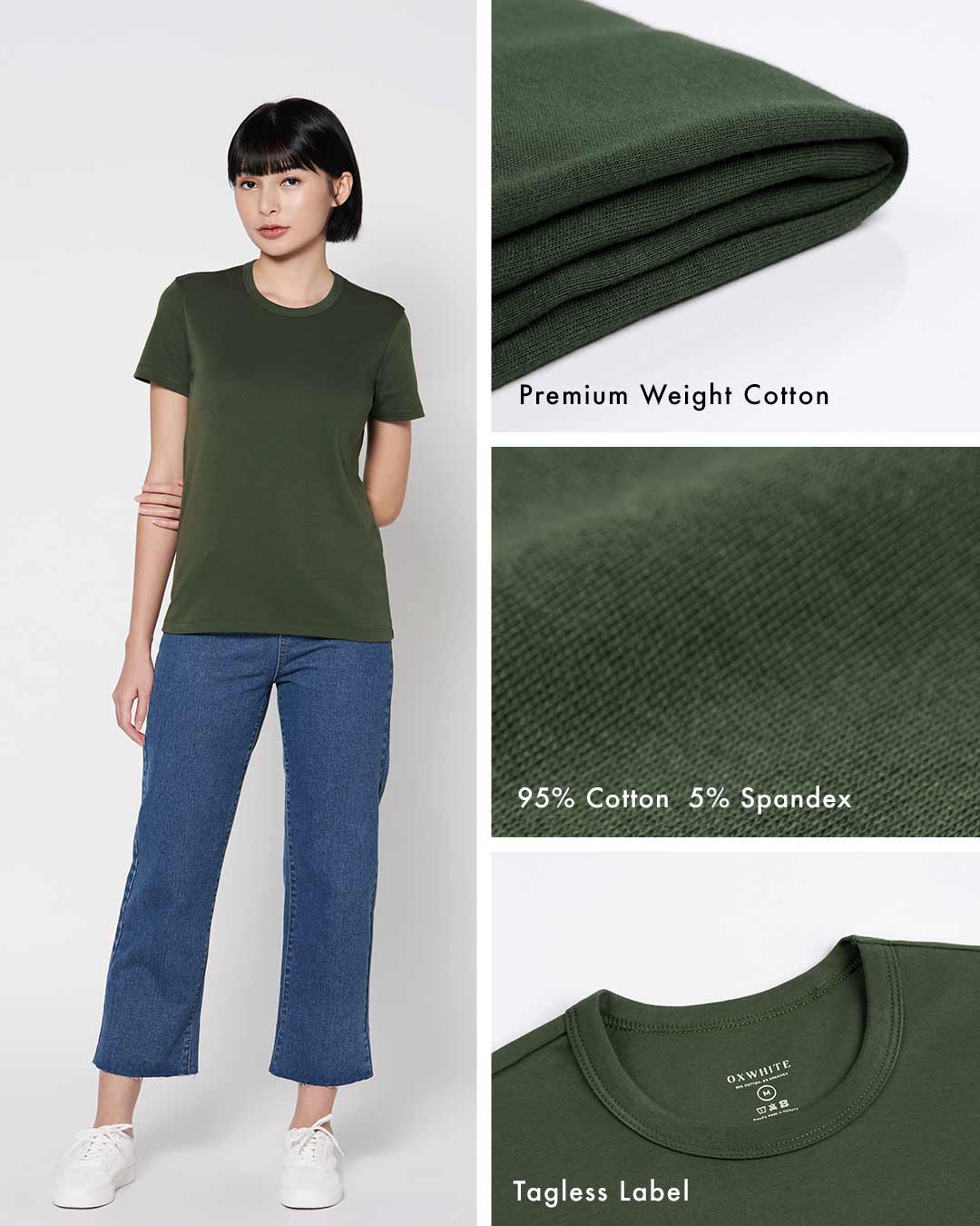 Women Premium Weight Cotton Crew Neck Tee (Essential)