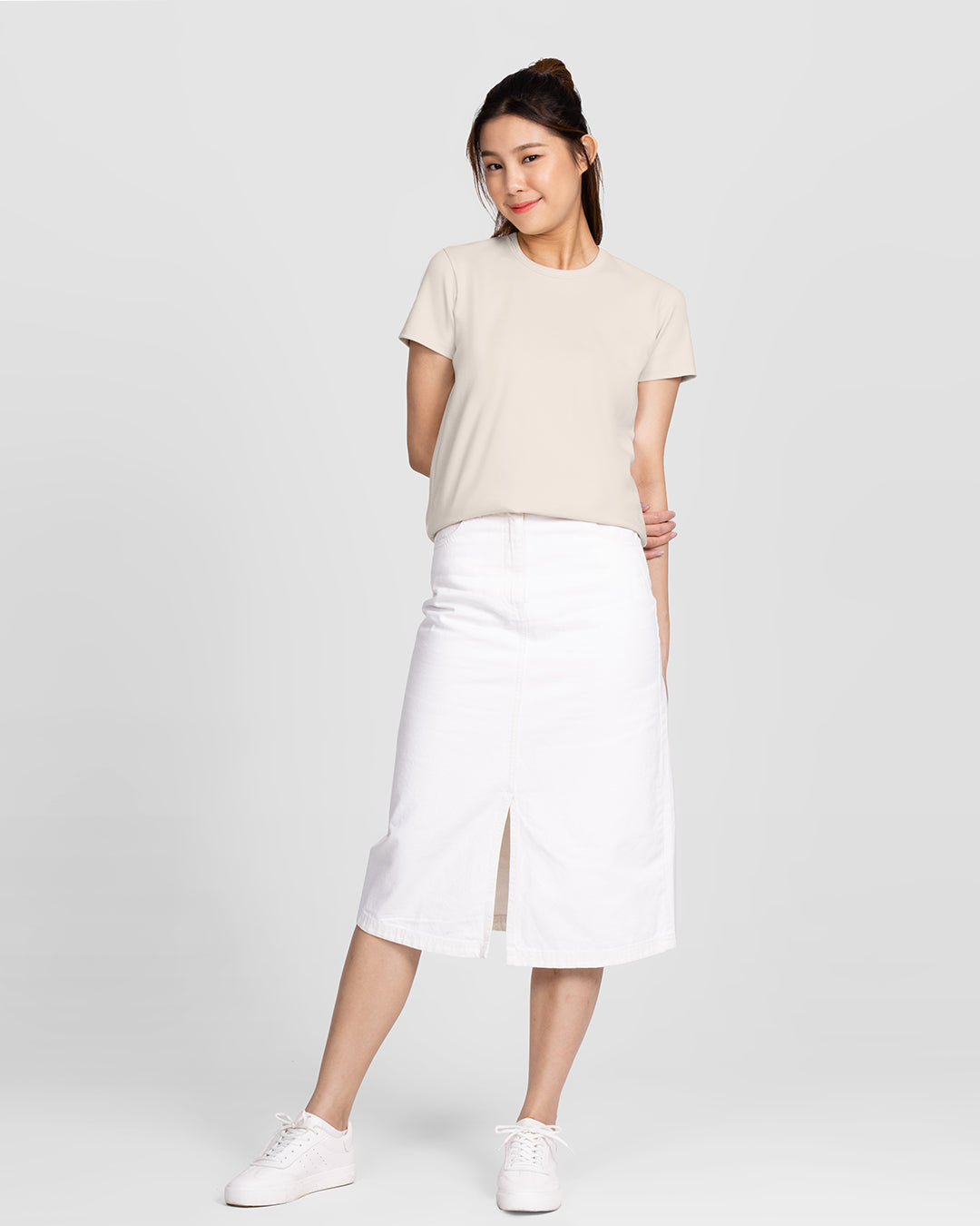 Women Premium Weight Cotton Crew Neck Tee (Essential)