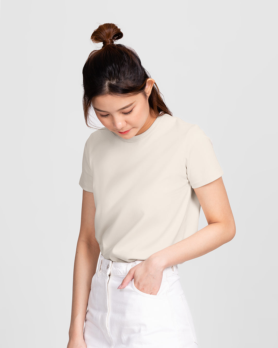 Women Premium Weight Cotton Crew Neck Tee (Essential)