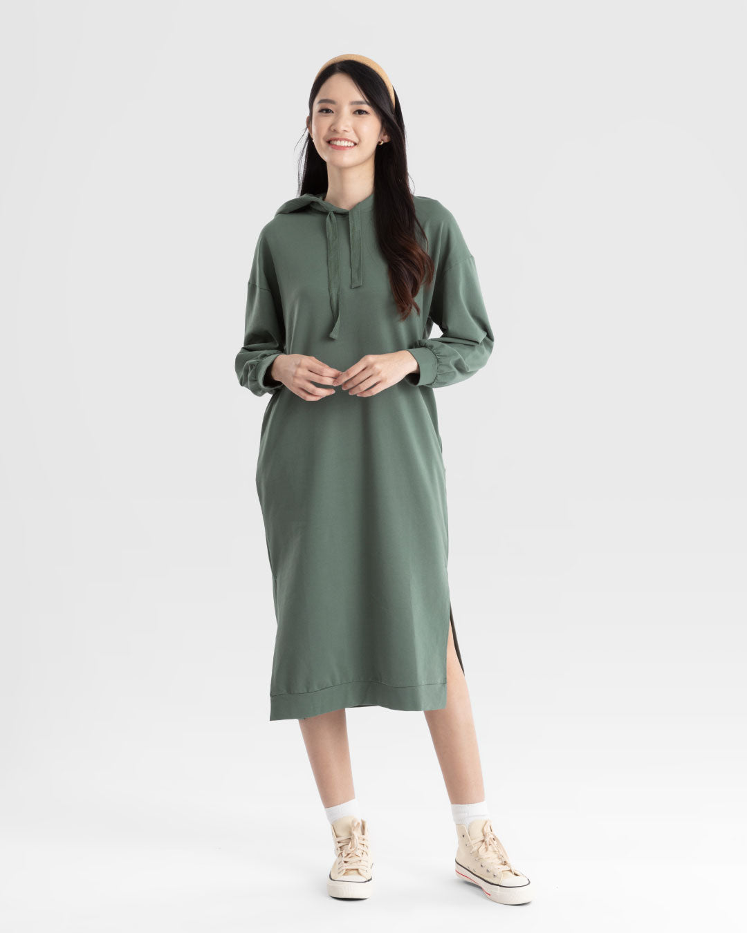 Women Midi Hoodie Dress