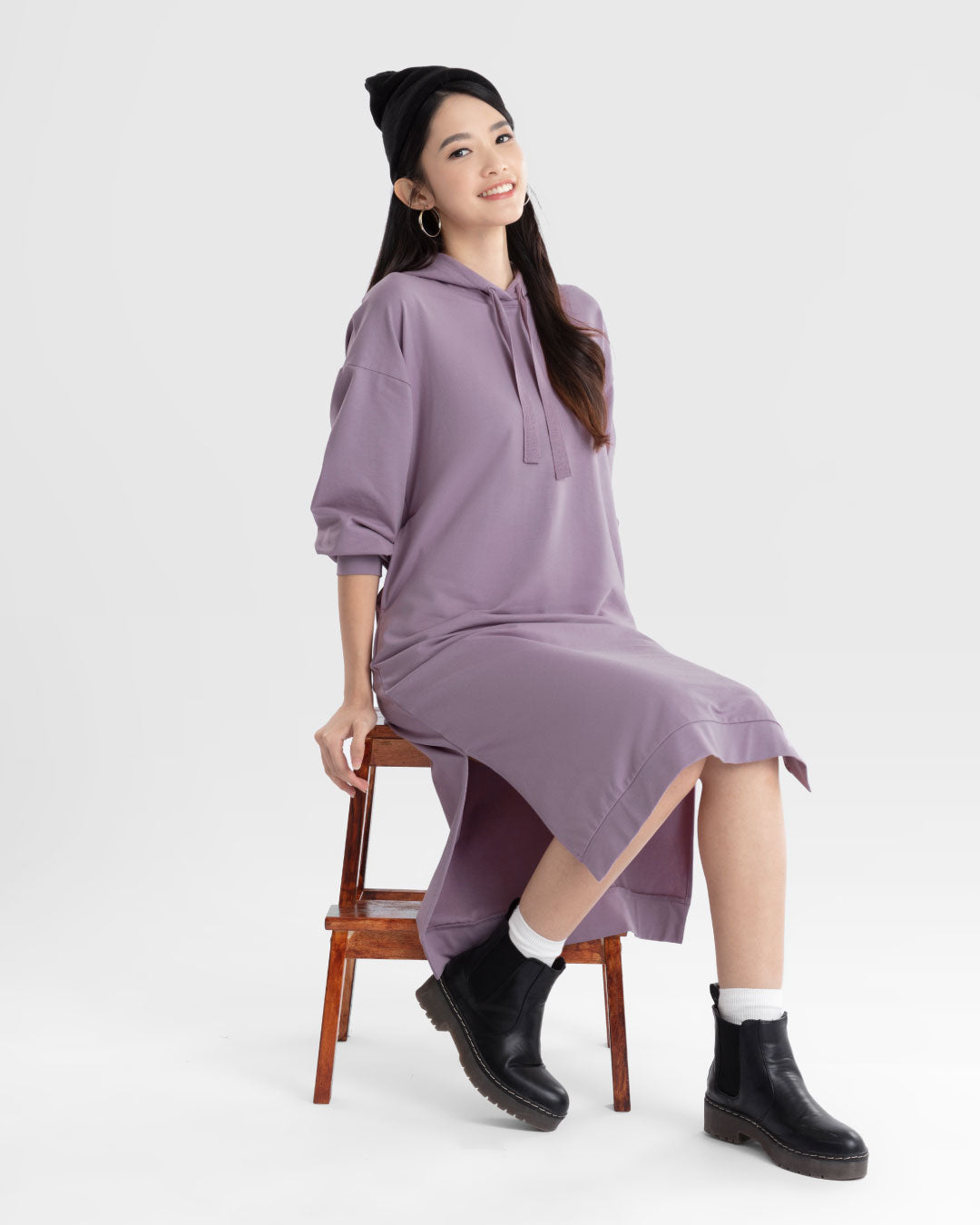 Women Midi Hoodie Dress