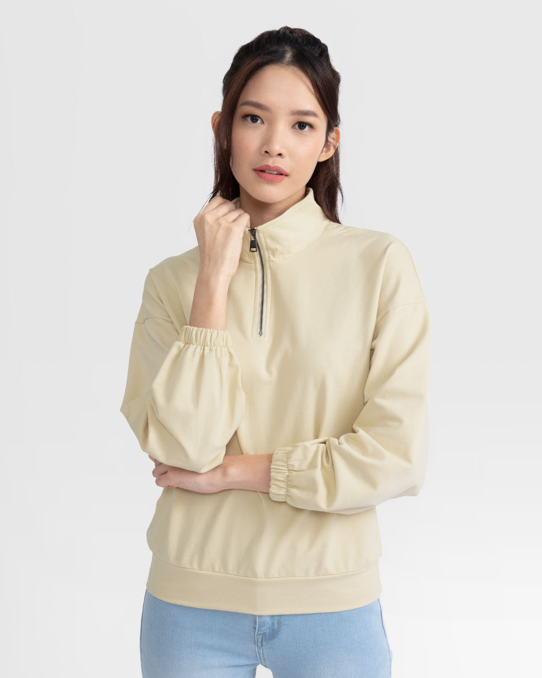 Women Casual Spring Pure Color Half-turtleneck Sweater
