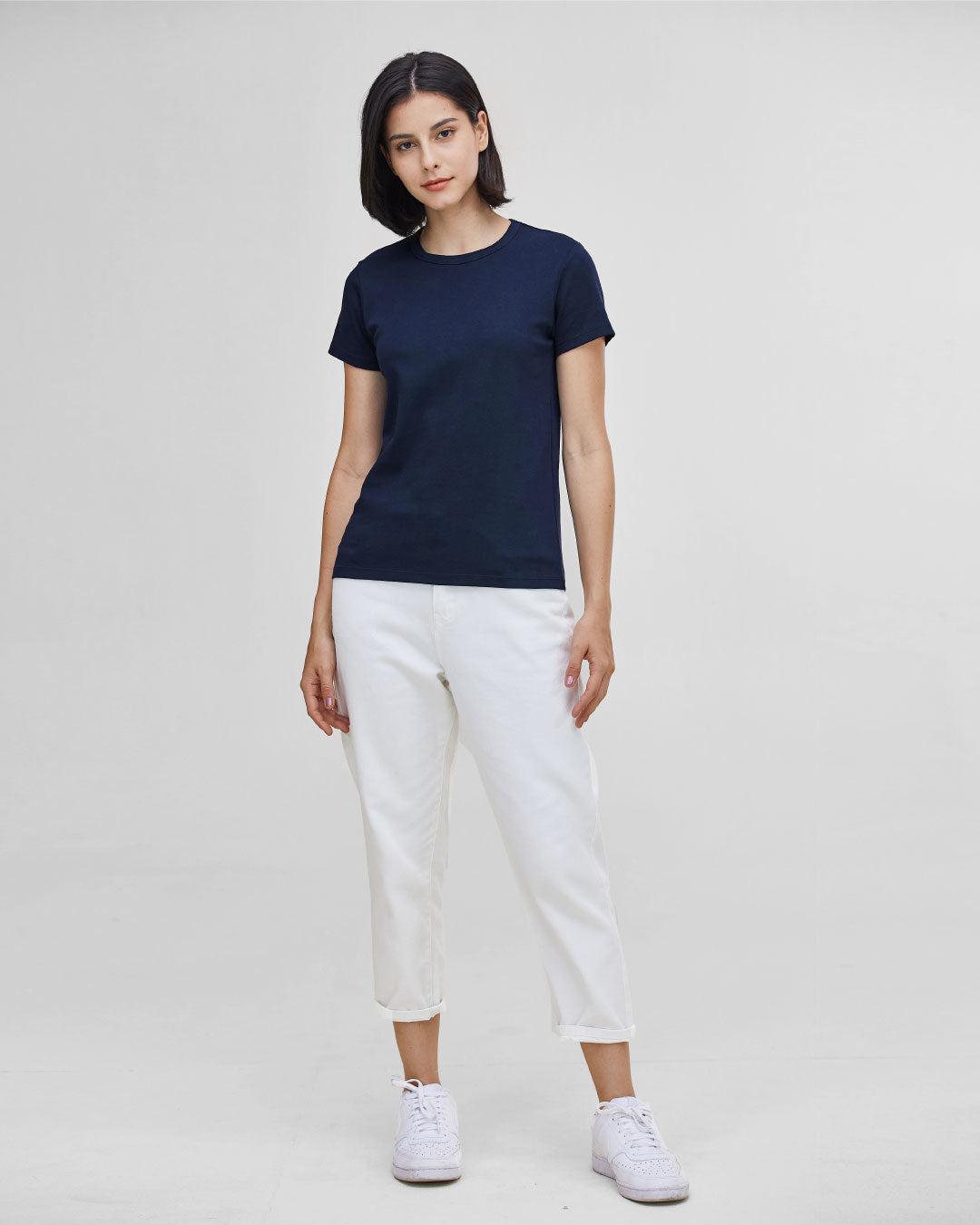 Women Premium Weight Cotton Crew Neck Tee (Essential)