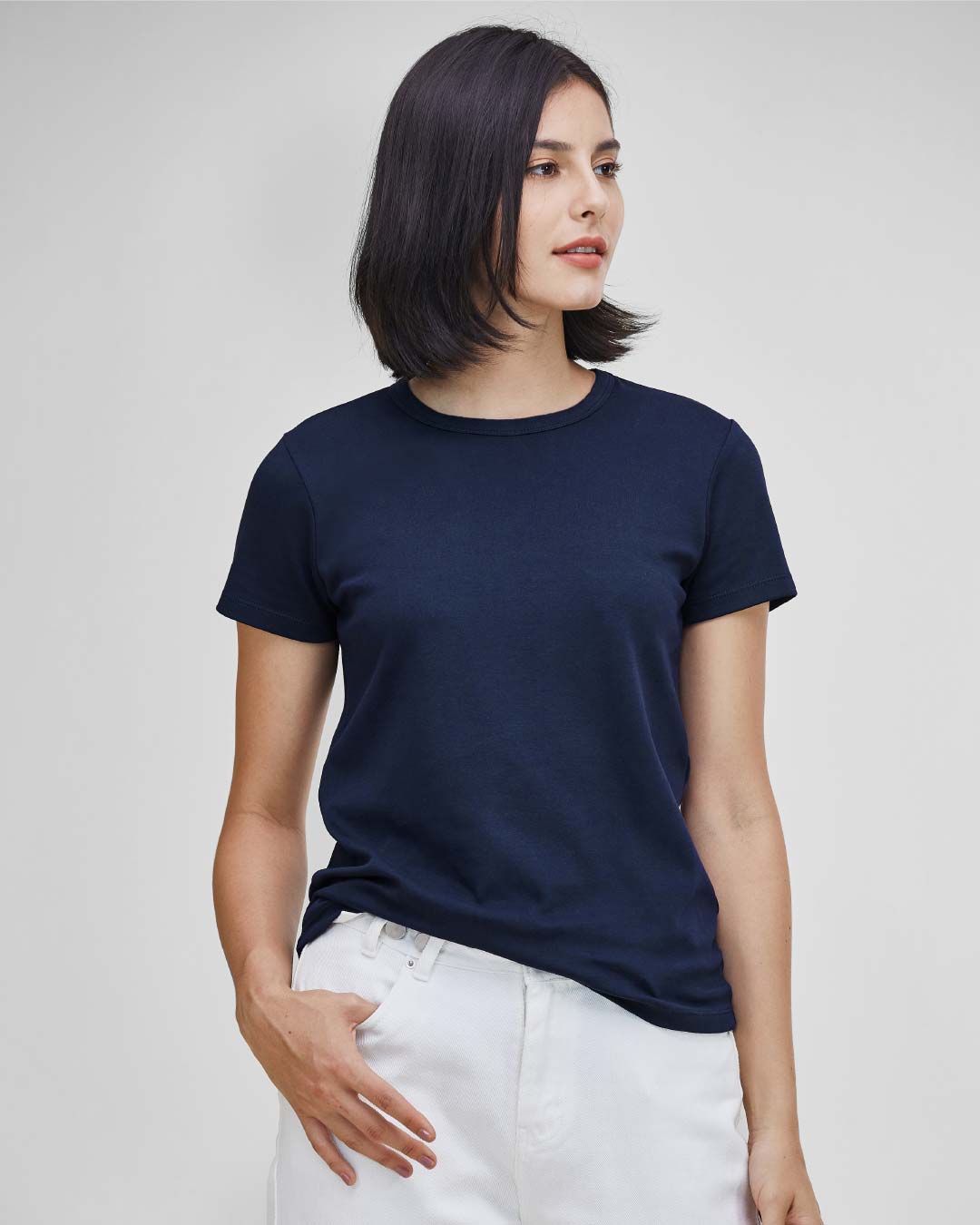 Women Premium Weight Cotton Crew Neck Tee (Essential)