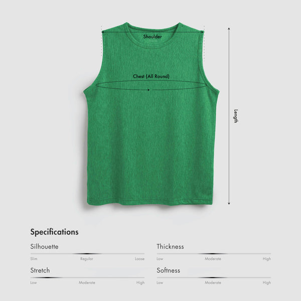 Size chart for Men Regular Fit Easy Dry Tank Top