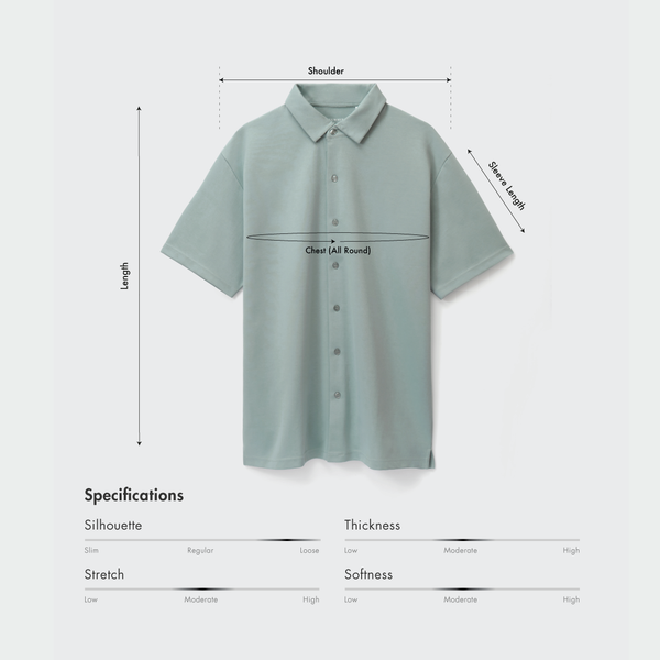 Size chart for Men Button Up Short Sleeve Casual Shirt