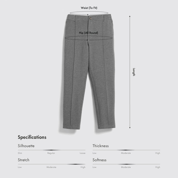 Size chart for Men Slim Fit Cropped Pants