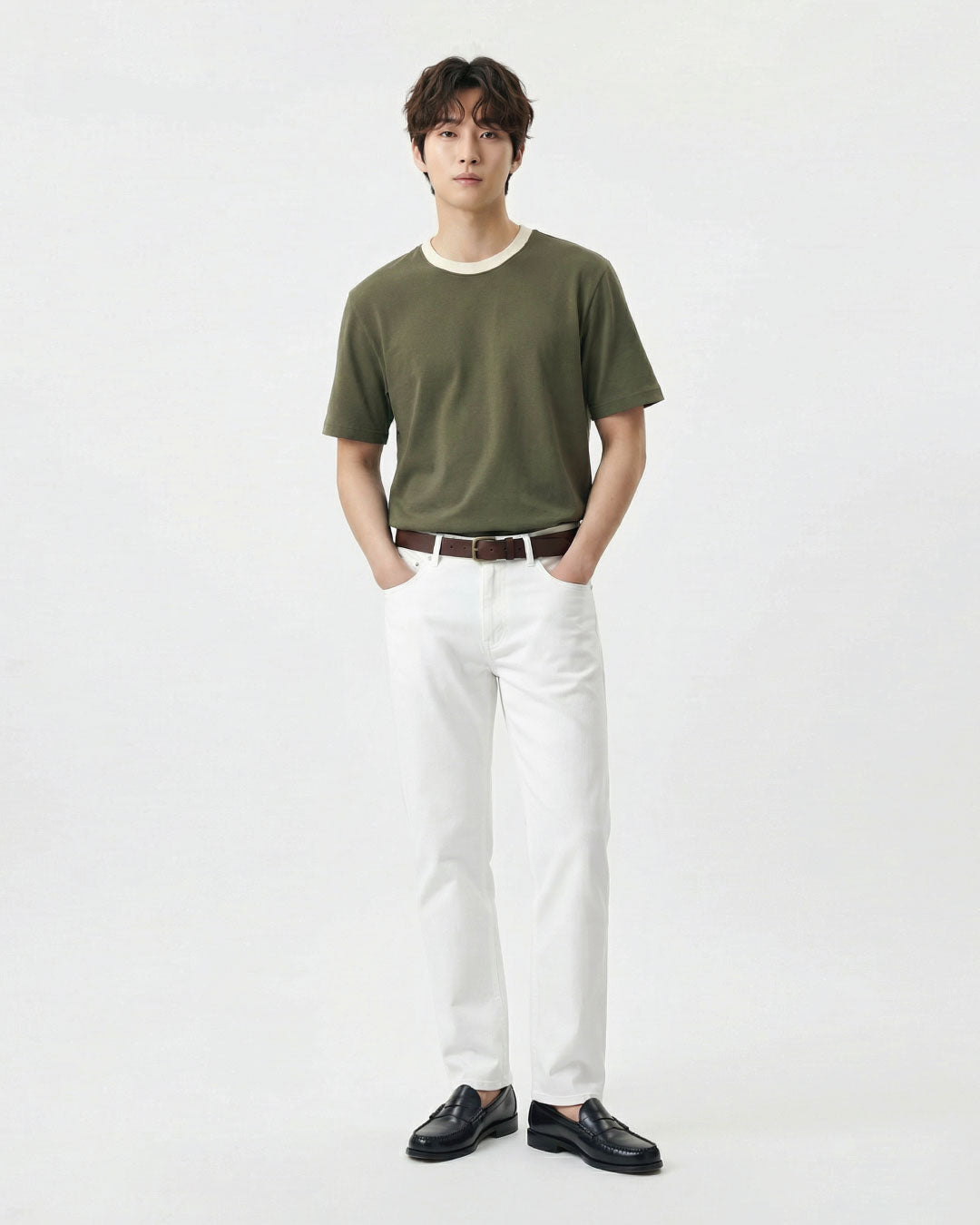 Men Duotone Ribbed Collar Tee