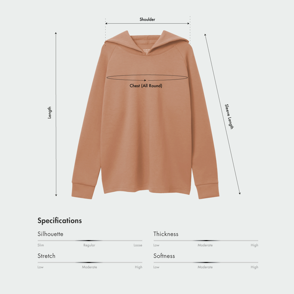 Size chart for Men Long Sleeve Hoodie Pullover
