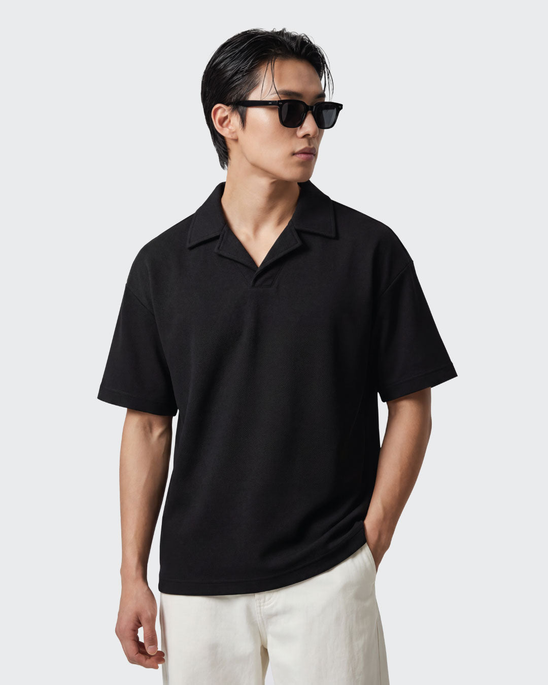 Men Open Collar Polo Tee