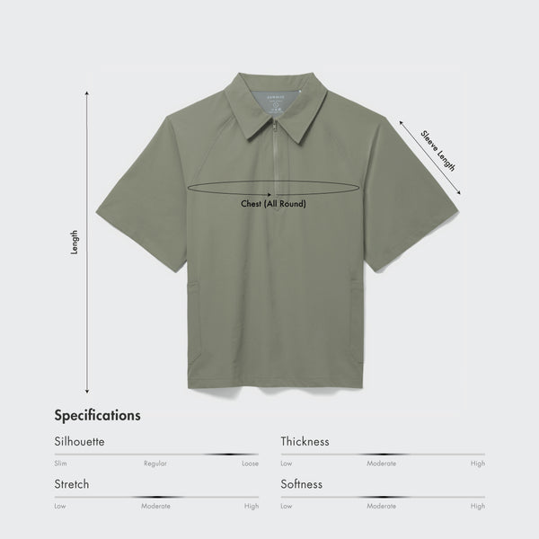 Size chart for Men Oversized Nylon Polo Tee