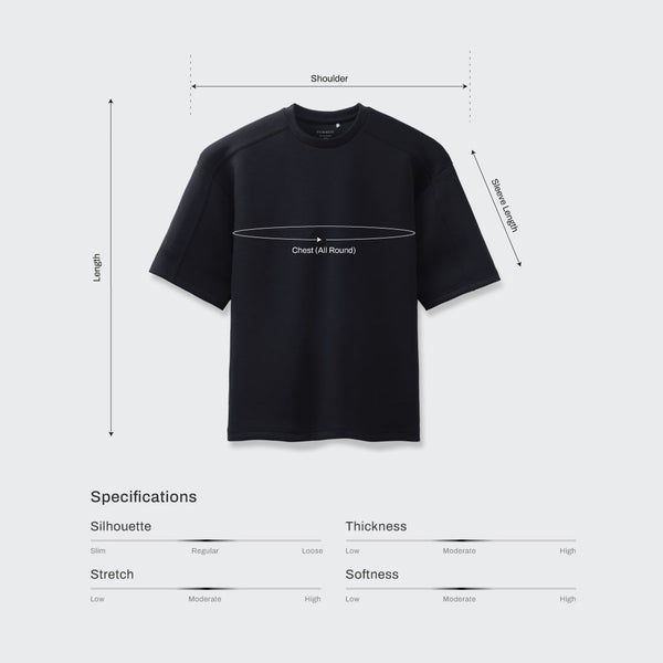 Size chart for Men Oversized Shoulder Panelled Tee