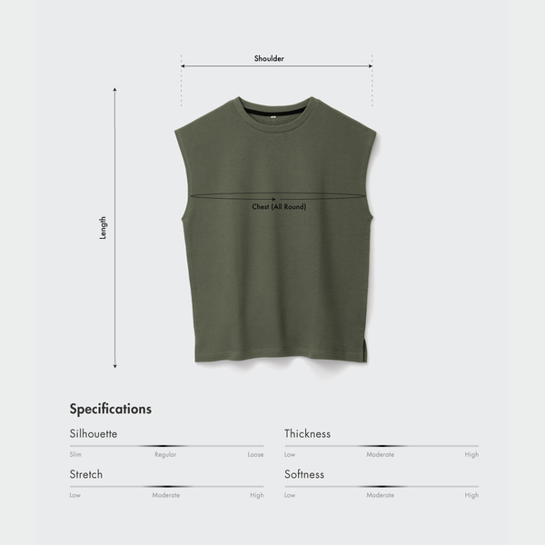 Size chart for Men Pique Muscle Tank Top