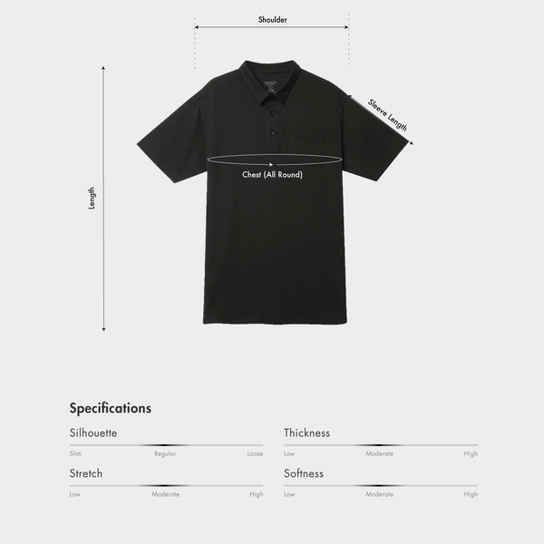 Size chart for Men Polo Pocket Tee