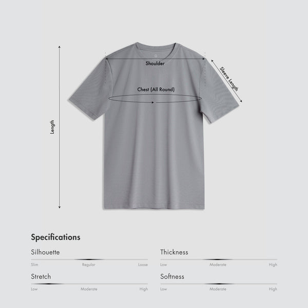 Size chart for Men Regular Fit Easy Dry Tee