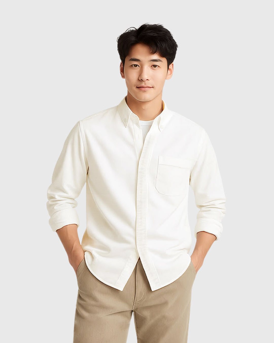 Men Regular Fit Long Sleeve Oxford Shirt