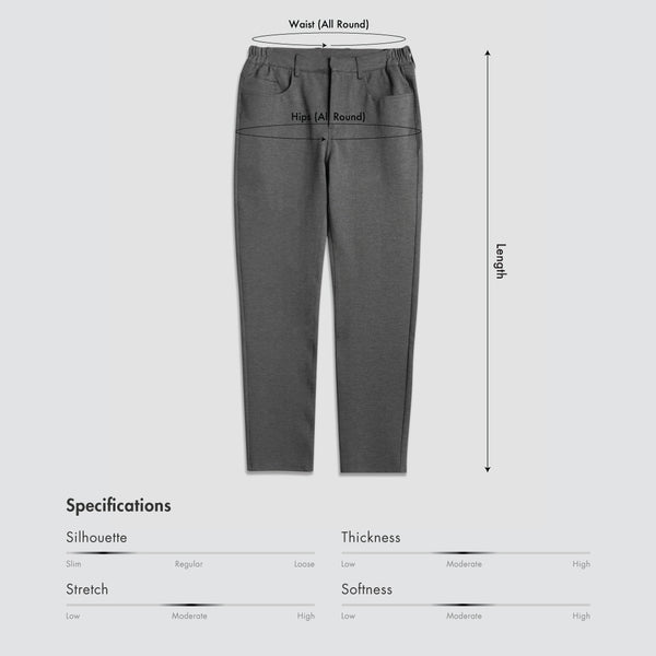 Size chart for Men Slim Fit Smart Casual Pants
