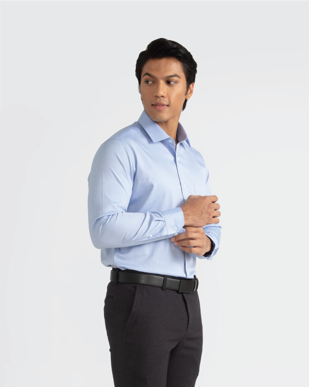 Men Slim Fit Long Sleeve Formal Pocket Shirt
