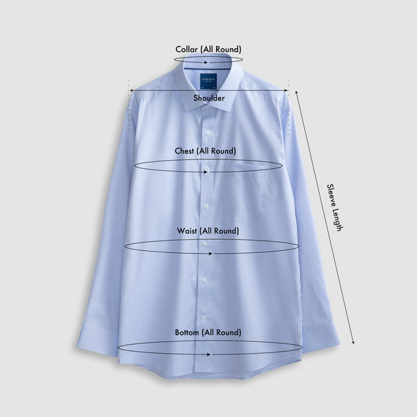 Size chart for Men Slim Fit Long Sleeve Formal Pocket Shirt