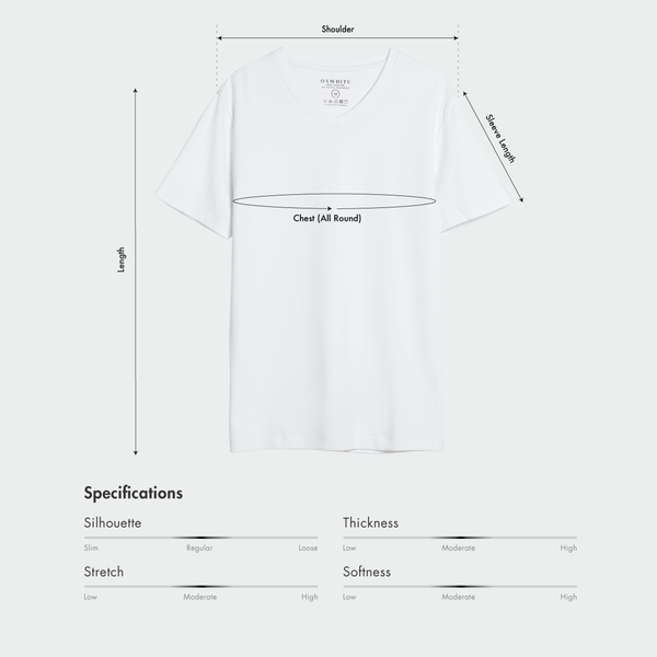 Size chart for Men Premium Cotton V-Neck Tee