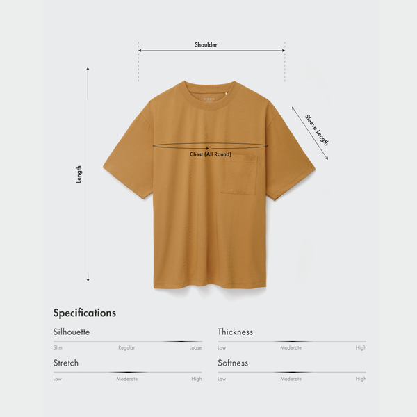 Size chart for Men Essential Pocket Oversized Tee