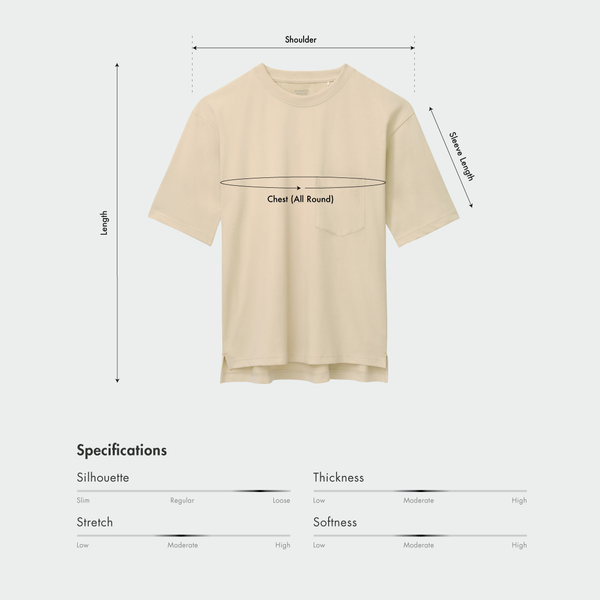 Size chart for Men Pocket Oversized Tee