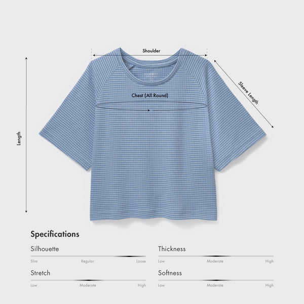 Size chart for Women Ribbed Raglan Stripe Cropped Top