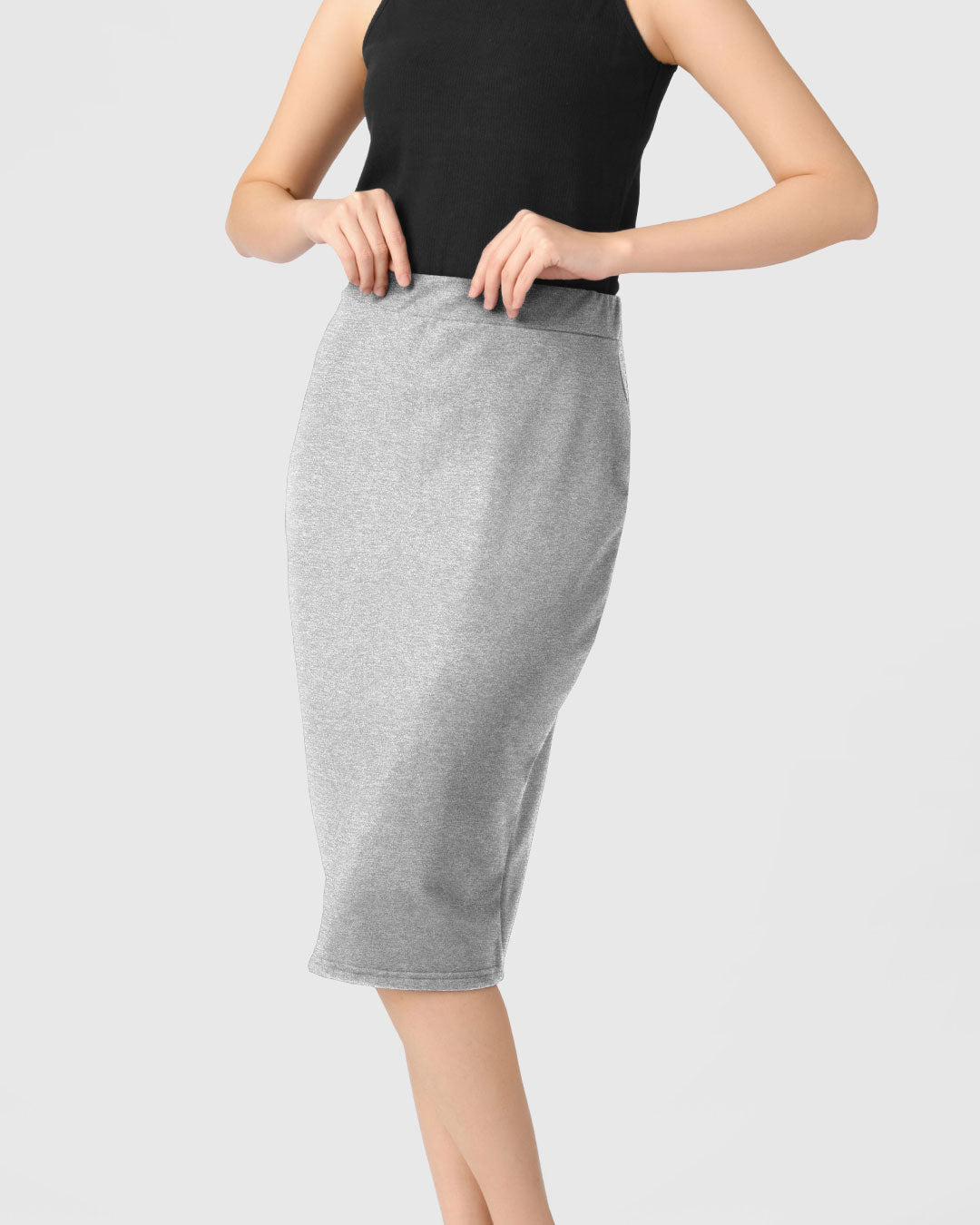 Women Terry Pencil Midi Skirt